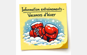 Information entraînements – ❄️ Vacances d'hiver 2026 ⛄️